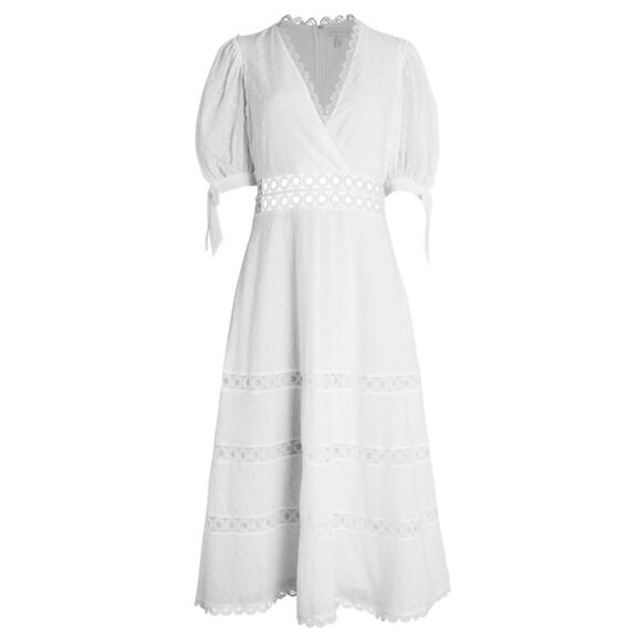 NWT Monique Lhuillier Swiss Dot Midi Dress - Picture 2 of 16